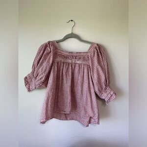 Cleobella Nahia Rose Gingham Blouse 100% Organic Cotton